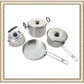 4 PCS en acier inoxydable acier Camping ensemble de casseroles, batterie de cuisine en plein air